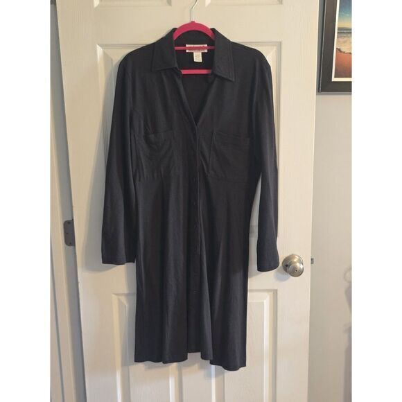 Anthony Richards Women's Black Button-Up Dress‎ Size Large Petite - Picture 1 of 12